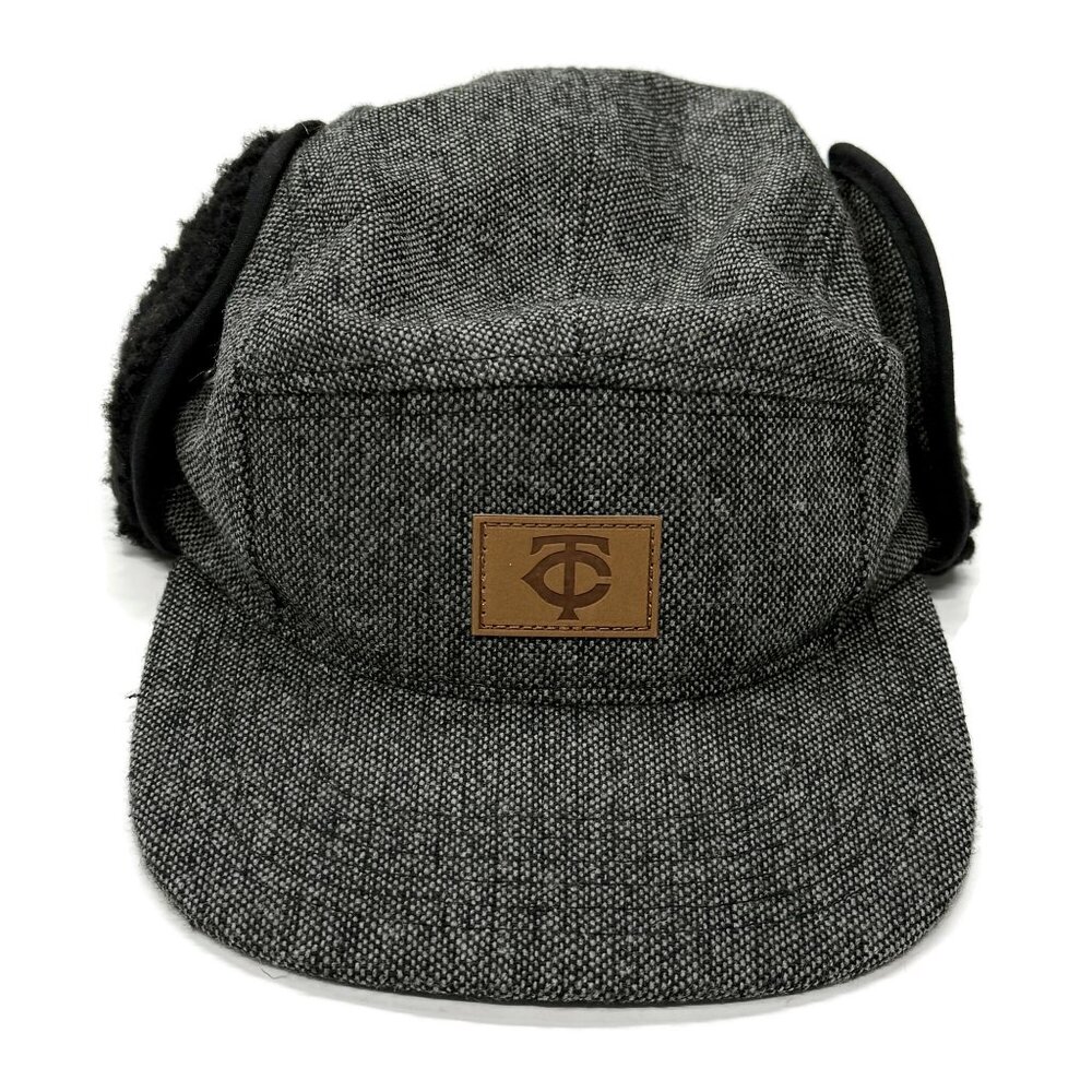 Melonwear Minnesota Twins Trapper Hat Cap Gray Black Earflaps Pepsi Mens Wool